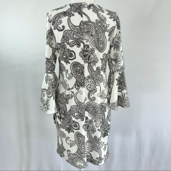 New w/ Defect MSK Petite Paisley Print Textured Knit Bell Sleeve Dress - Picture 14 of 16
